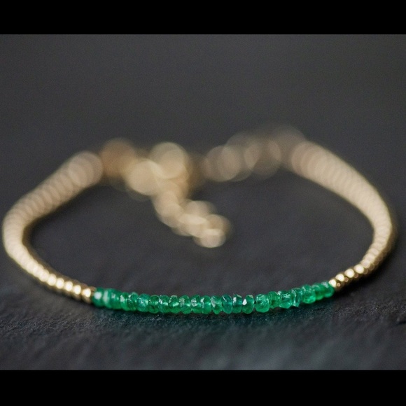 Lamora Jewelry Jewelry - Solid Sterling Silver Colombian Emerald Beaded Bracelet